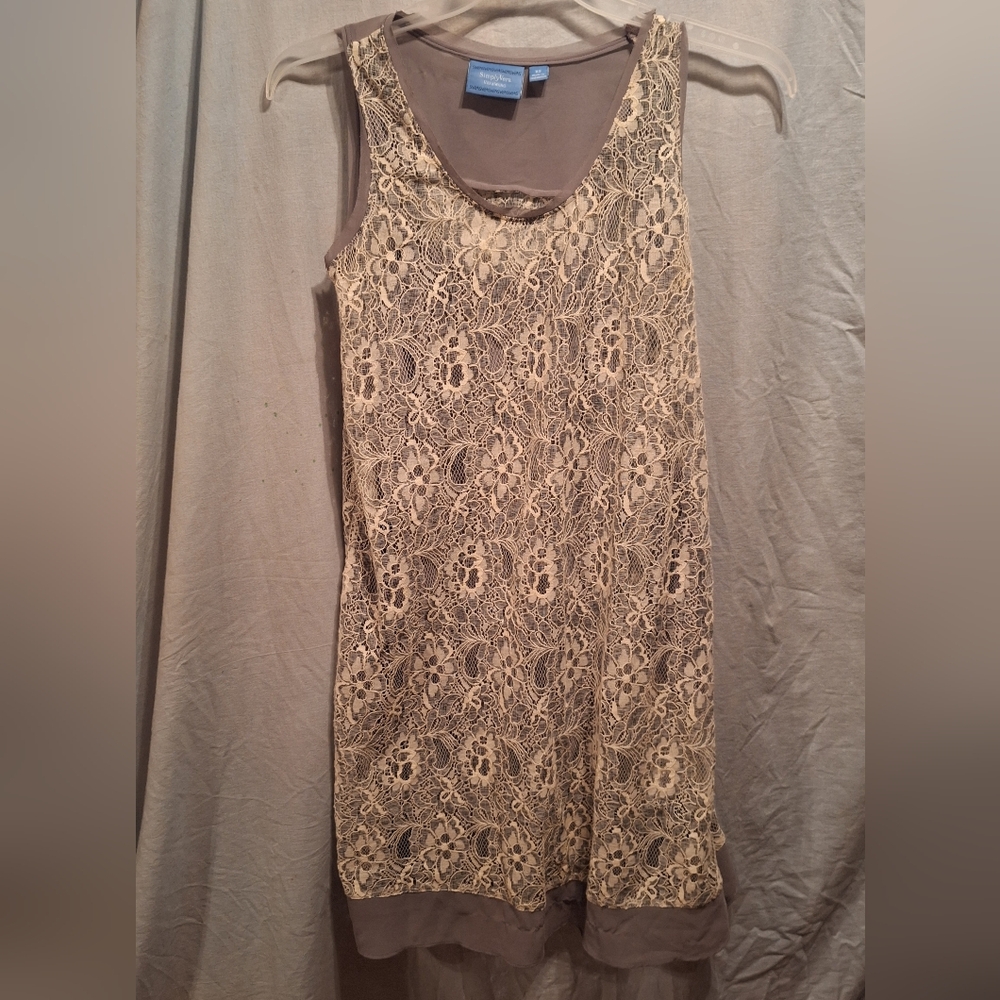 SIMPLY VERA WANG-Lace Overlay Sleeveless Dress